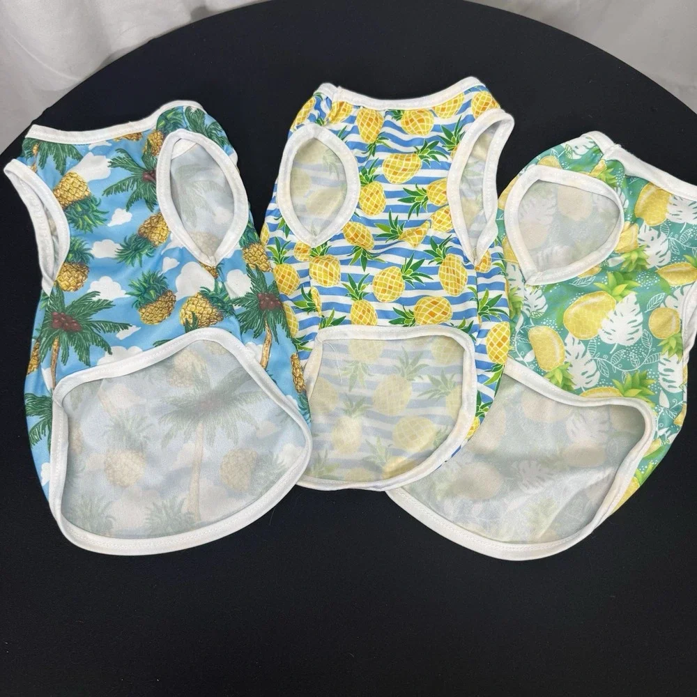 Lot Of 3 Pineapple Themed Dog/cat Shirts‎ Medium